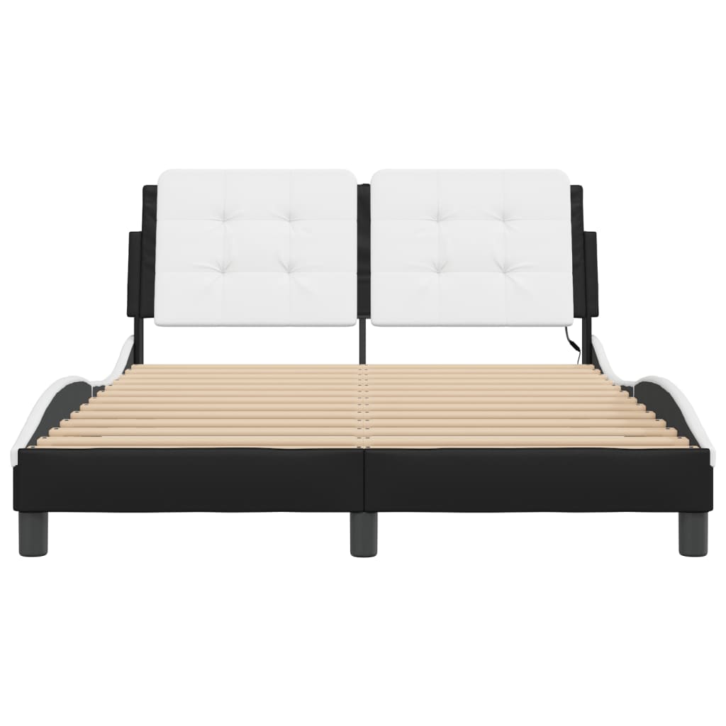 Cadre de lit avec LED sans matelas noir et blanc 140x200 cm - XIOS