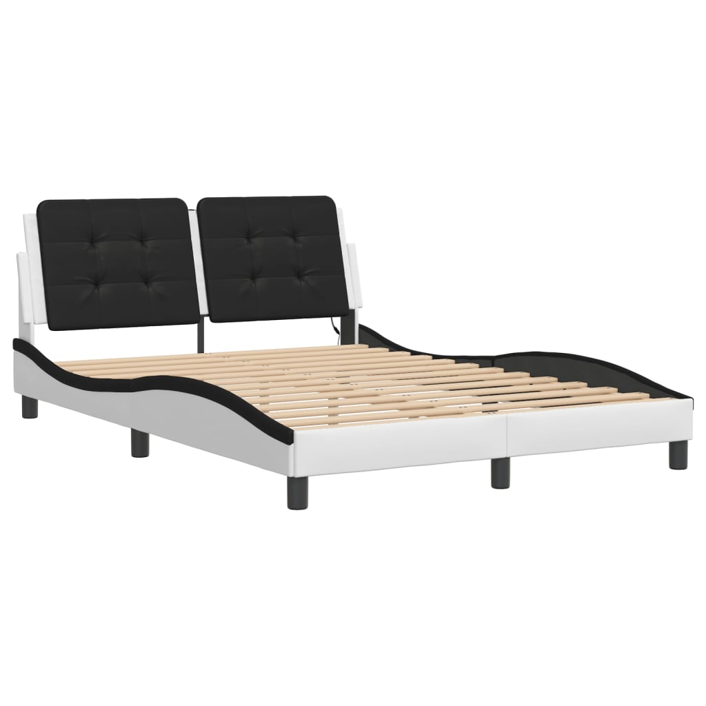 Cadre de lit avec LED sans matelas blanc et noir 140x200 cm - XIOS