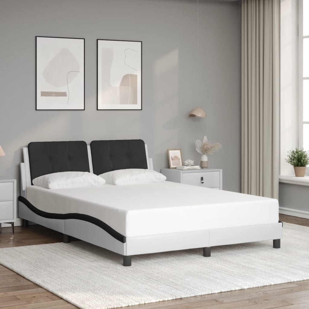 Cadre de lit avec LED sans matelas blanc et noir 140x200 cm - XIOS