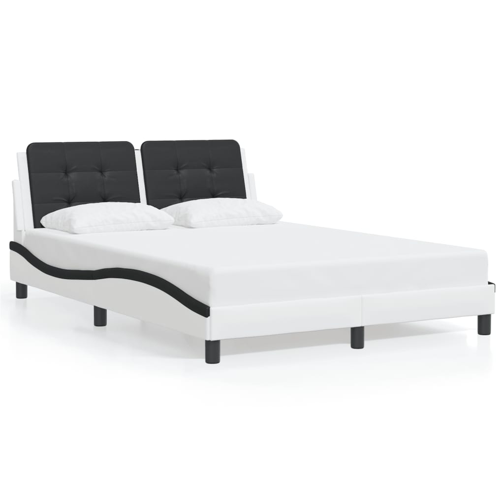 Cadre de lit avec LED sans matelas blanc et noir 140x200 cm - XIOS