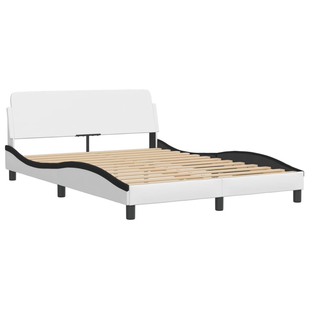 Cadre de lit avec LED sans matelas blanc et noir 140x200 cm - XIOS