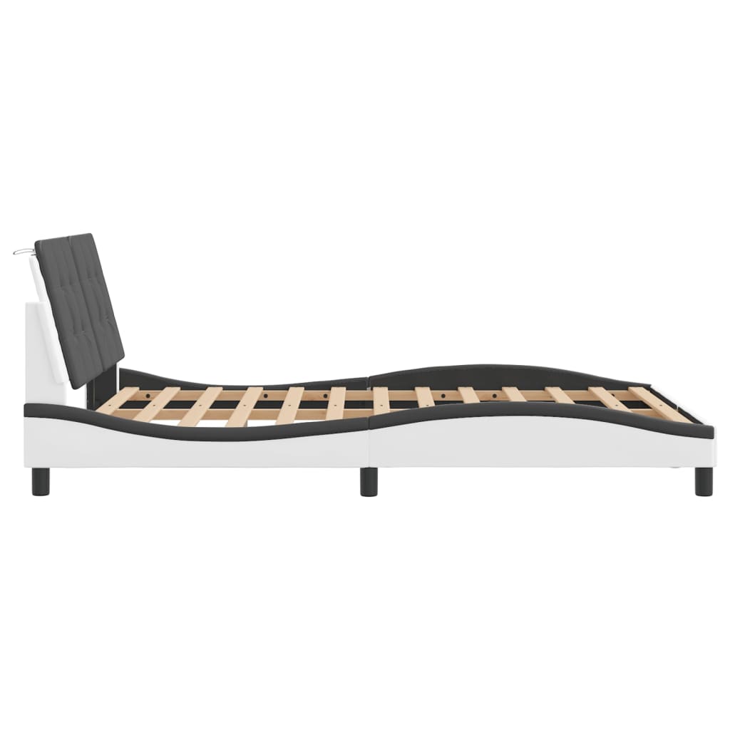 Cadre de lit avec LED sans matelas blanc et noir 140x200 cm - XIOS