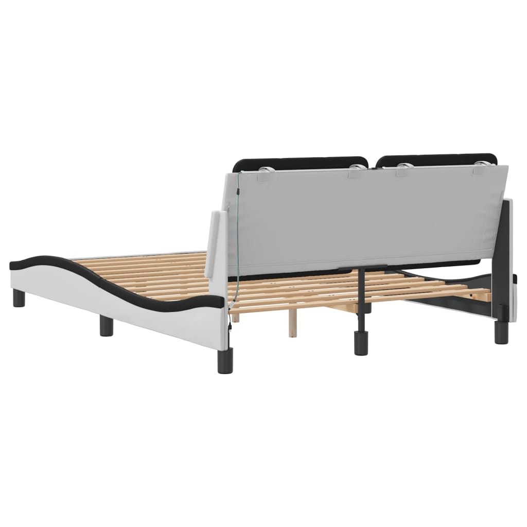 Cadre de lit avec LED sans matelas blanc et noir 140x200 cm - XIOS