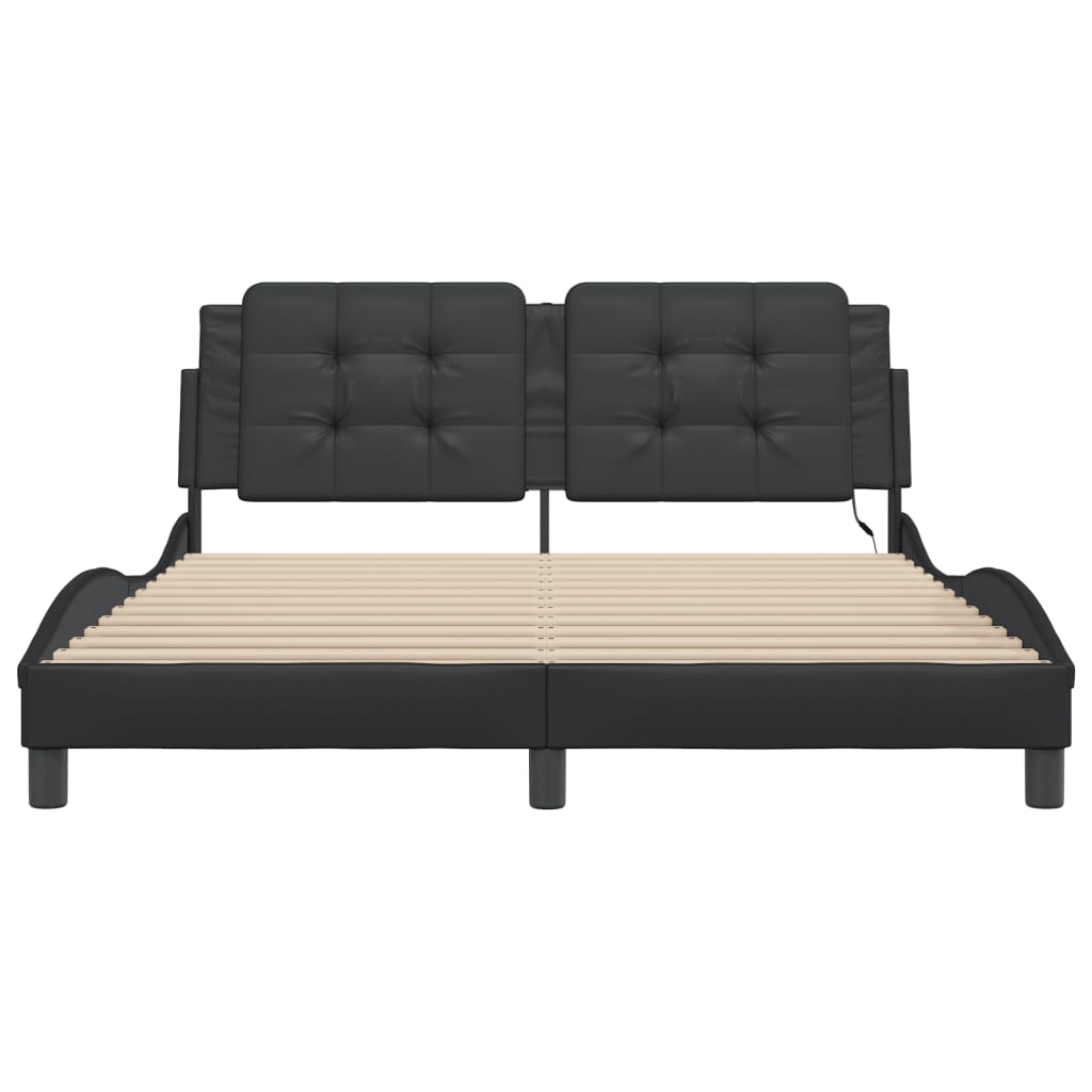 Cadre de lit avec LED sans matelas noir 160x200 cm - XIOS