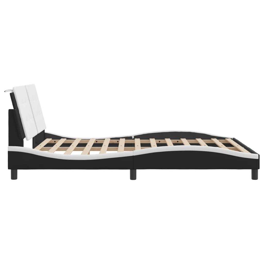 Cadre de lit avec LED sans matelas noir et blanc 160x200 cm - XIOS