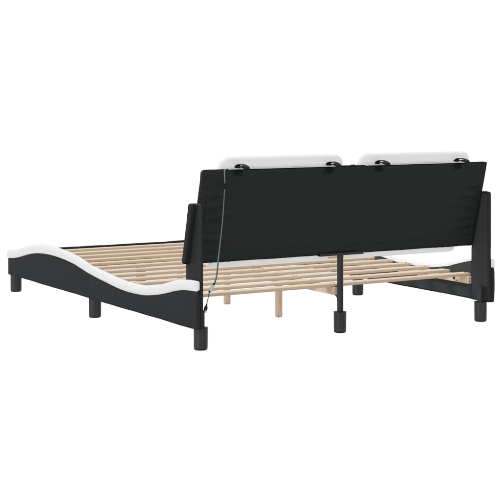 Cadre de lit avec LED sans matelas noir et blanc 160x200 cm - XIOS