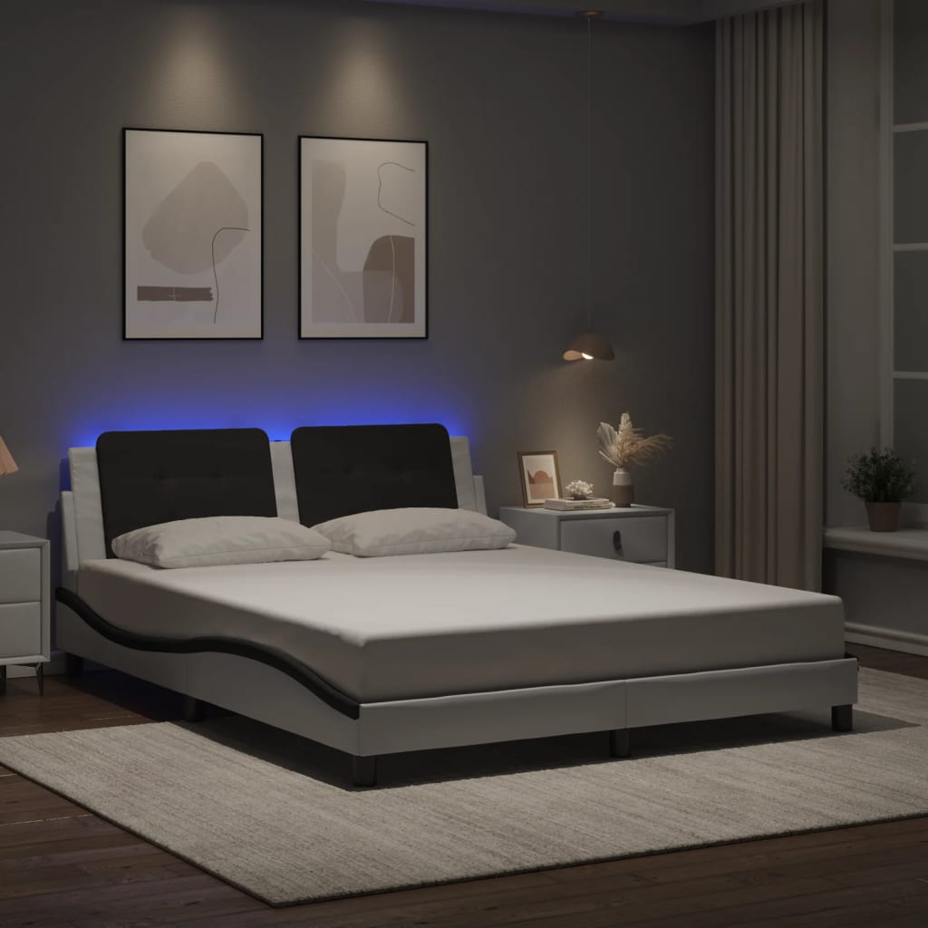 Cadre de lit avec LED sans matelas Zadar blanc et noir 160x200 cm - XIOS