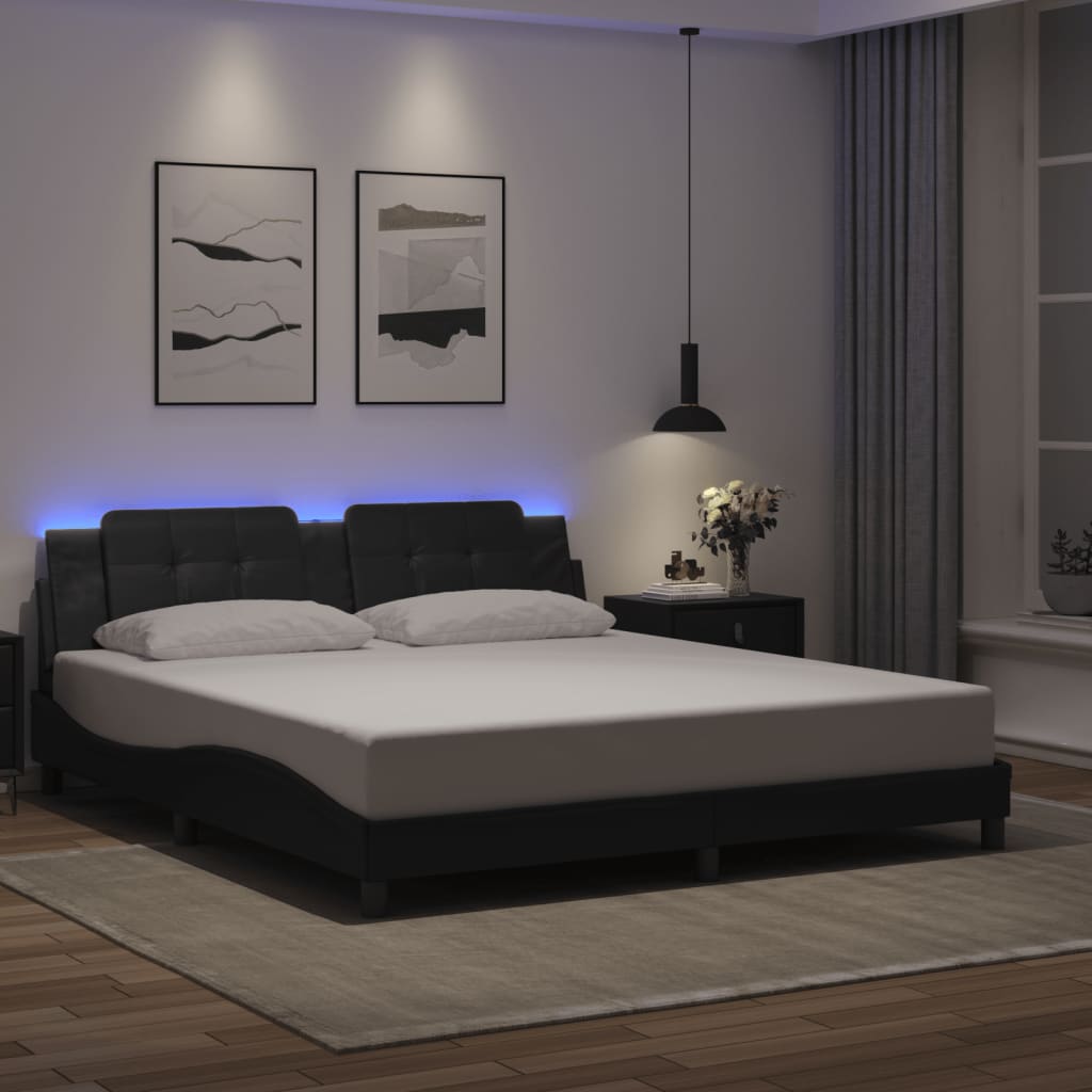 Cadre de lit avec LED sans matelas noir 180x200 cm - XIOS