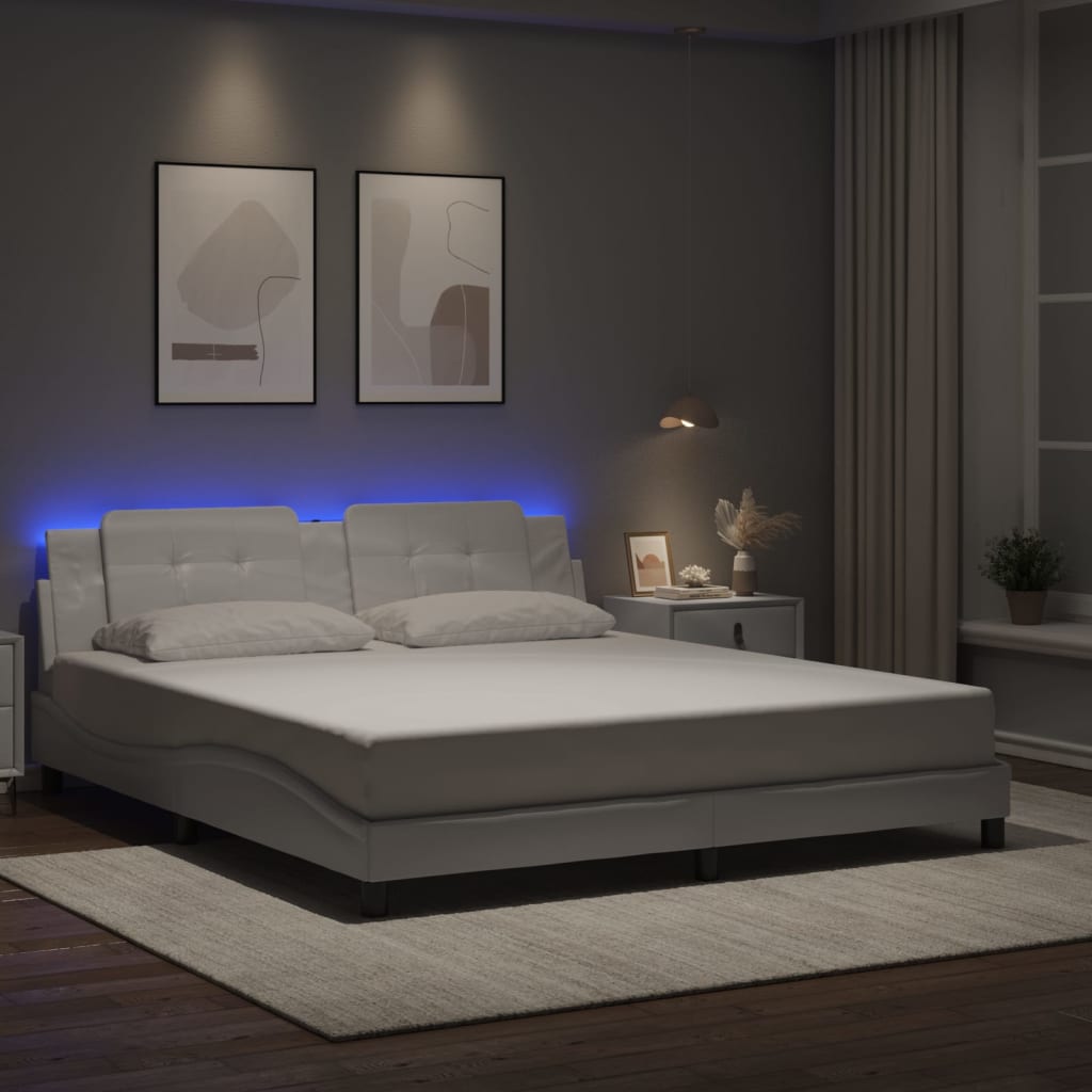 Cadre de lit avec LED sans matelas blanc 180x200 cm - XIOS