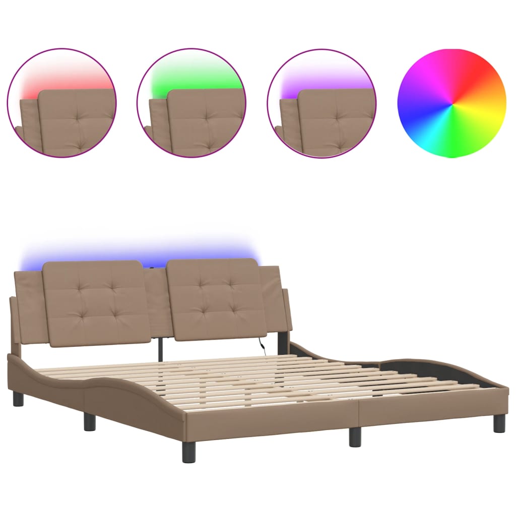 Cadre de lit avec LED sans matelas Zadar cappuccino 180x200 cm - XIOS