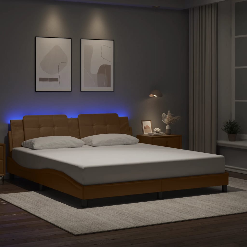 Cadre de lit avec LED sans matelas Zadar cappuccino 180x200 cm - XIOS