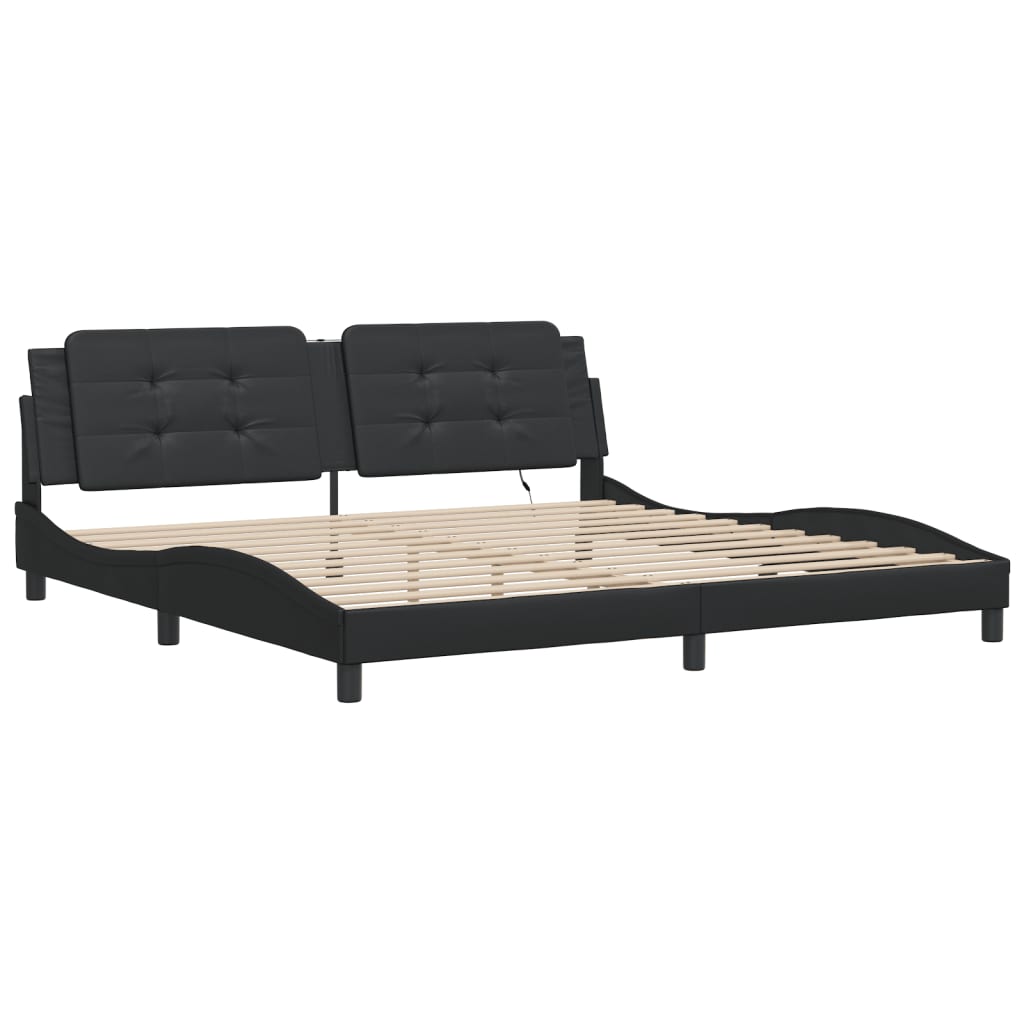 Cadre de lit avec LED sans matelas noir 200x200 cm - XIOS