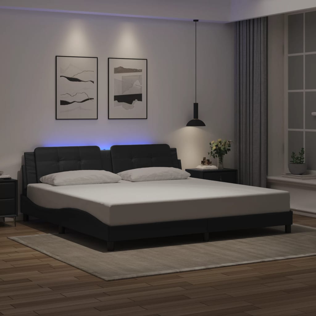 Cadre de lit avec LED sans matelas noir 200x200 cm - XIOS