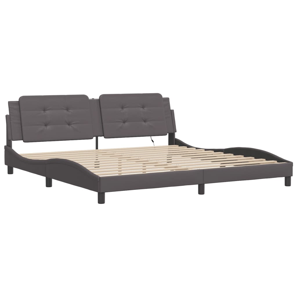 Cadre de lit avec LED sans matelas gris 200x200 cm - XIOS