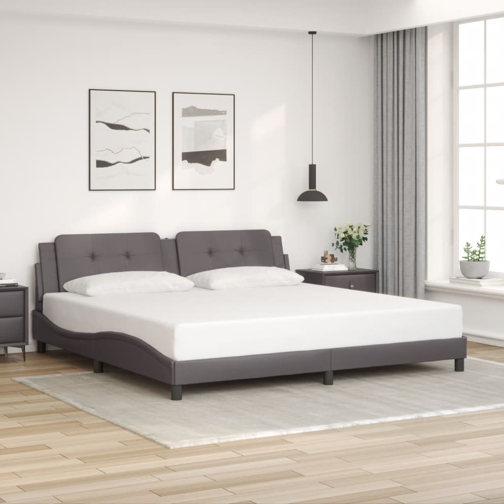 Cadre de lit avec LED sans matelas gris 200x200 cm - XIOS