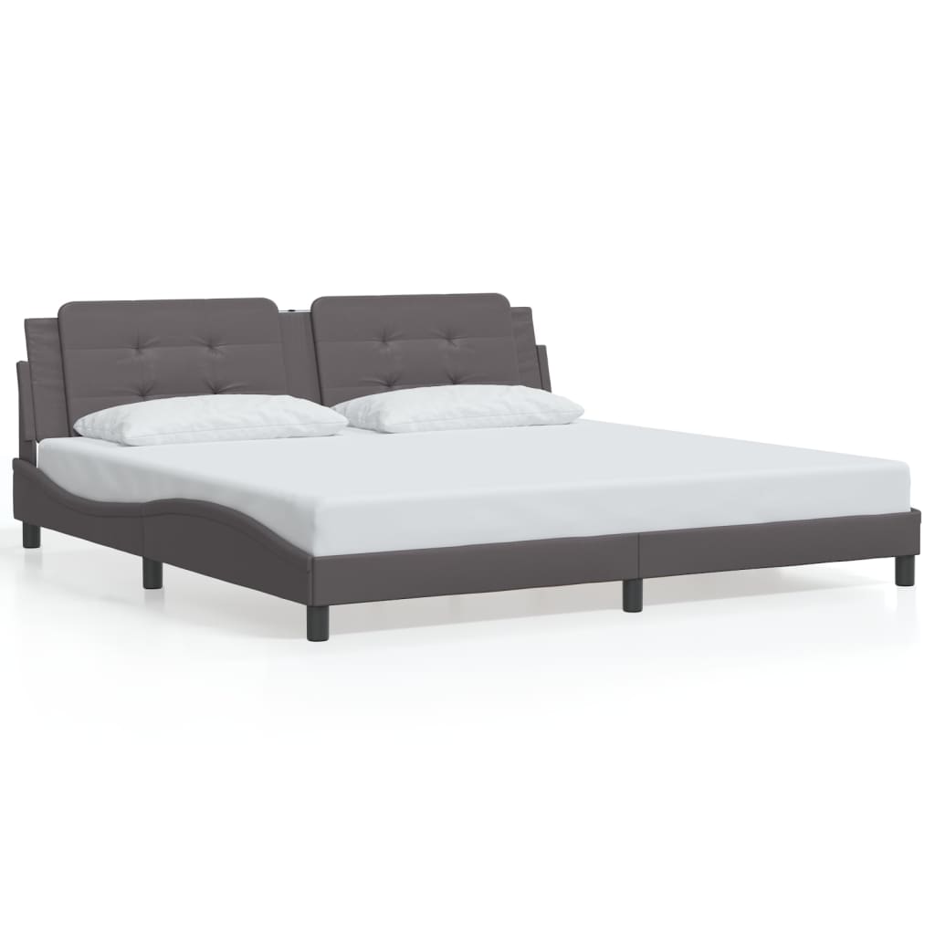 Cadre de lit avec LED sans matelas gris 200x200 cm - XIOS