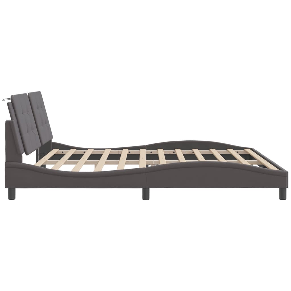 Cadre de lit avec LED sans matelas gris 200x200 cm - XIOS