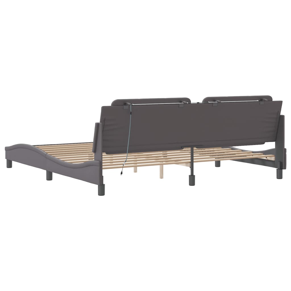 Cadre de lit avec LED sans matelas gris 200x200 cm - XIOS