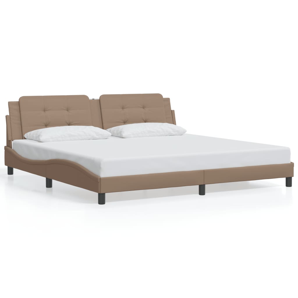 Cadre de lit avec lumières LED cappuccino 200x200 cm similicuir - XIOS