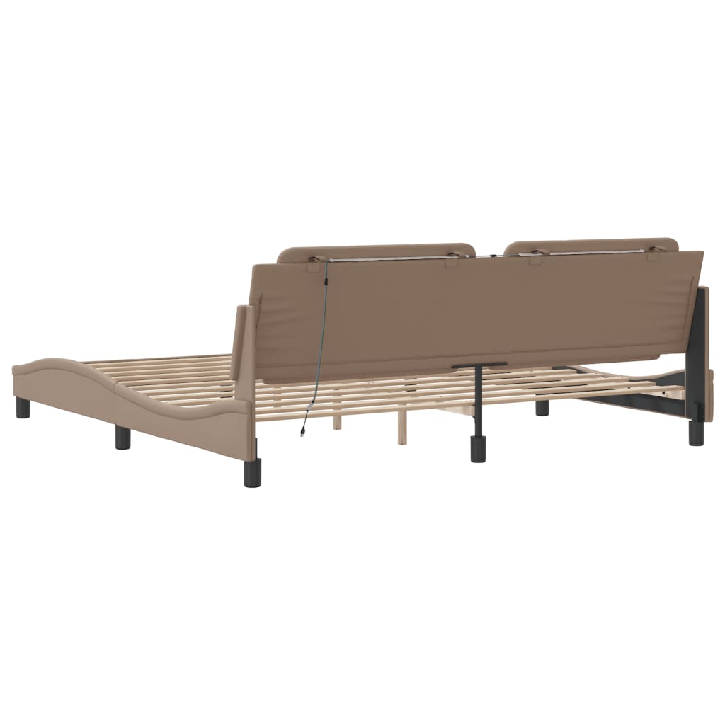 Cadre de lit avec lumières LED cappuccino 200x200 cm similicuir - XIOS