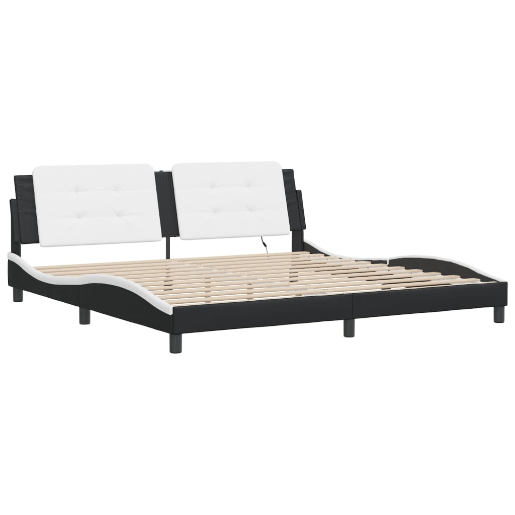 Cadre de lit avec LED sans matelas noir et blanc 200x200 cm - XIOS