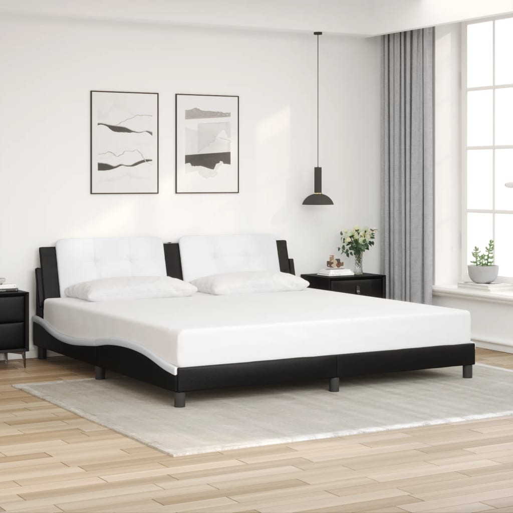 Cadre de lit avec LED sans matelas noir et blanc 200x200 cm - XIOS