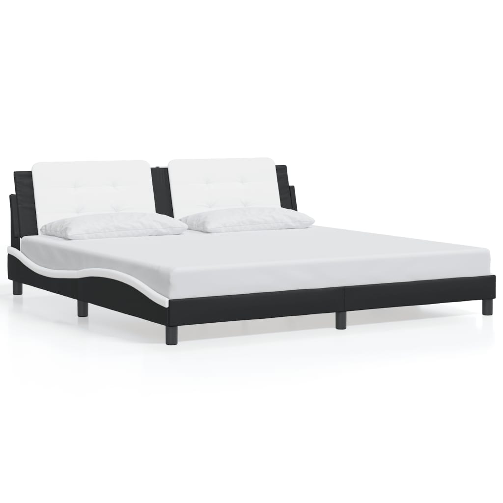 Cadre de lit avec LED sans matelas noir et blanc 200x200 cm - XIOS