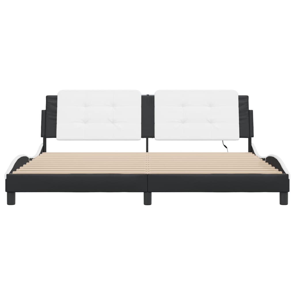 Cadre de lit avec LED sans matelas noir et blanc 200x200 cm - XIOS