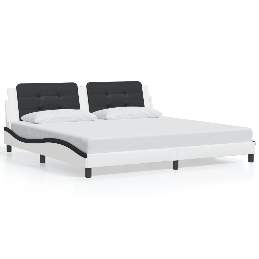 Cadre de lit avec LED sans matelas blanc et noir 200x200 cm - XIOS