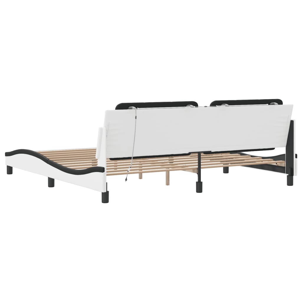 Cadre de lit avec LED sans matelas blanc et noir 200x200 cm - XIOS