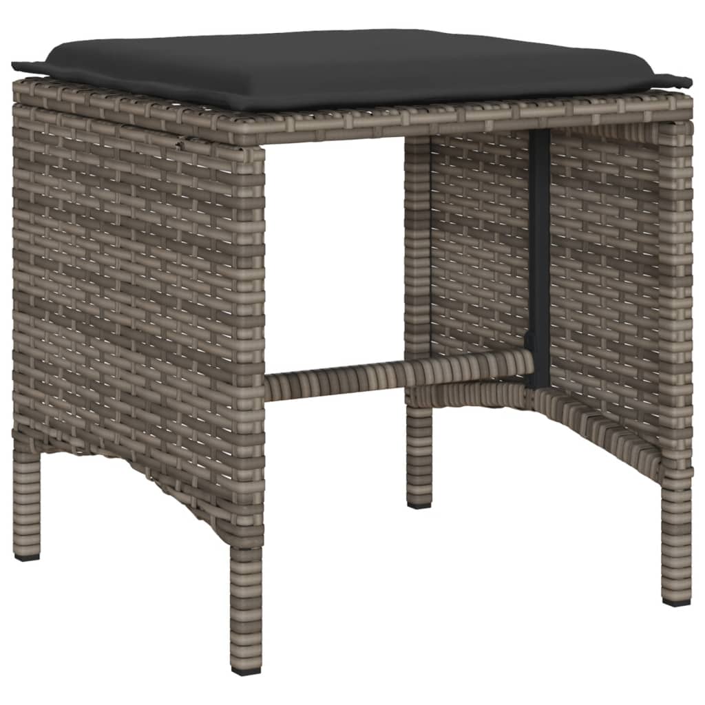 Salon de jardin 6 pcs avec coussins gris résine tressée