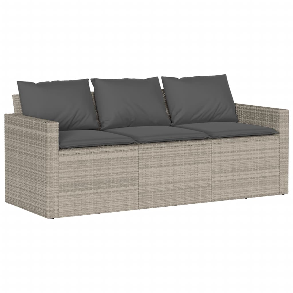 Salon de jardin 6 pcs avec coussins gris clair résine tressée