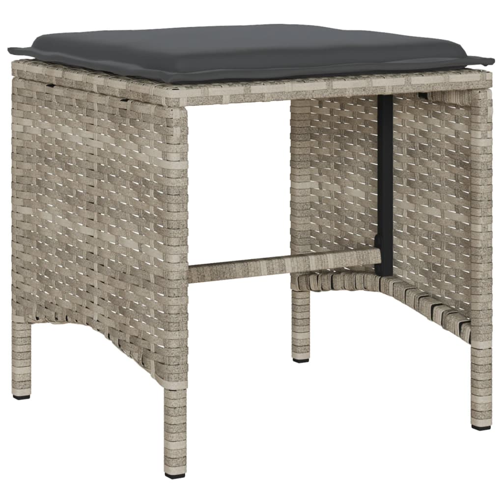 Salon de jardin 6 pcs avec coussins gris clair résine tressée