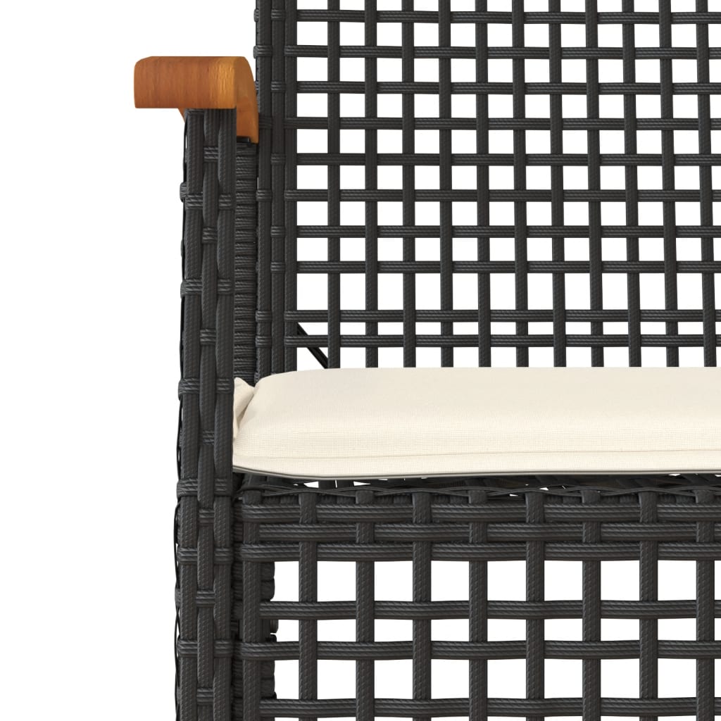 Ensemble à manger de jardin coussins 5pcs Noir Résine tressée