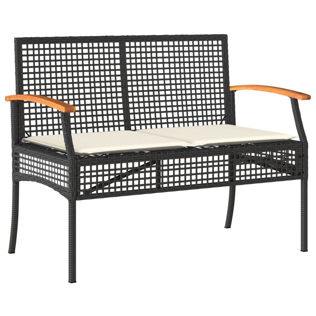 Ensemble à manger de jardin avec coussins 3 pcs Noir