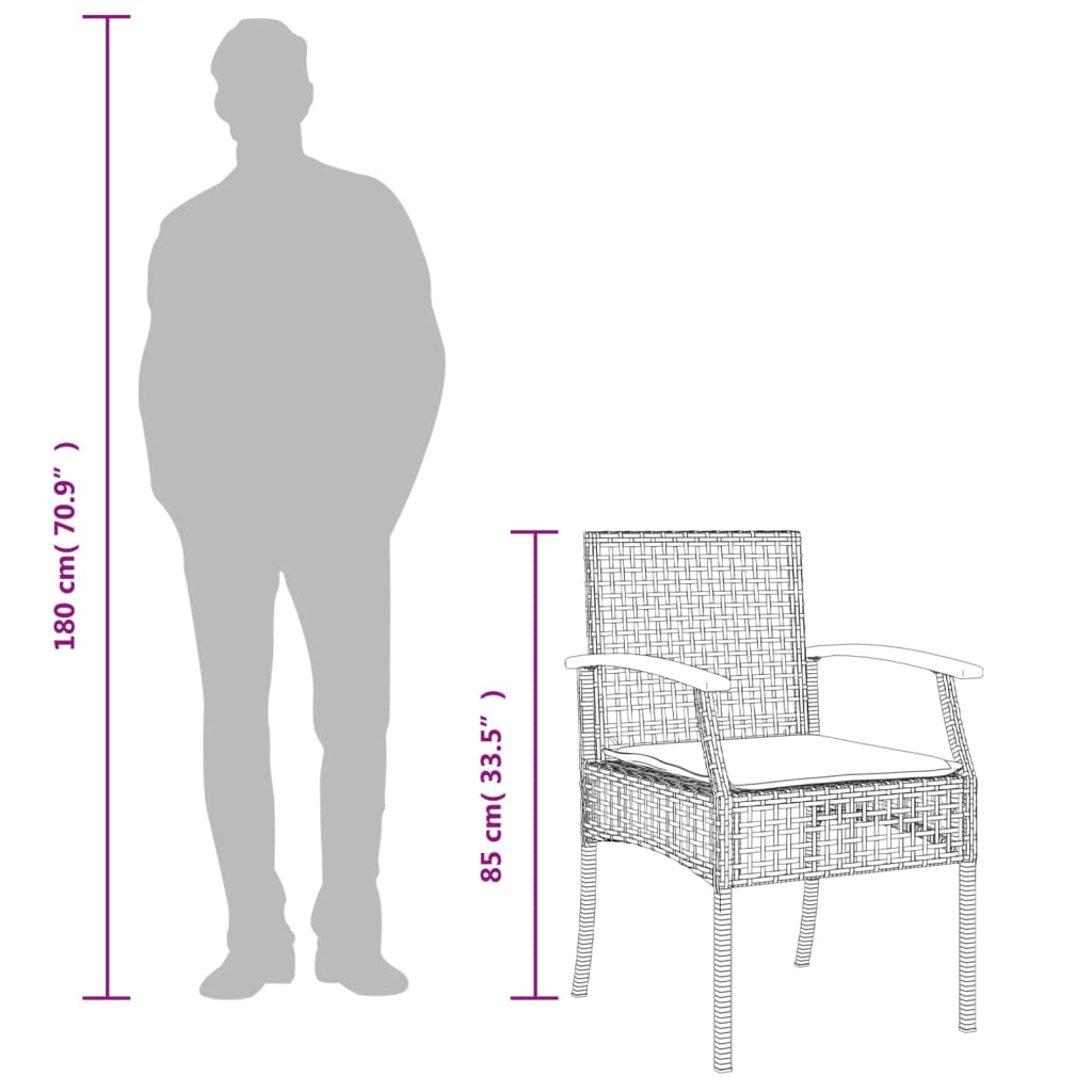 Ensemble à manger de jardin et coussins 7 pcs gris rotin