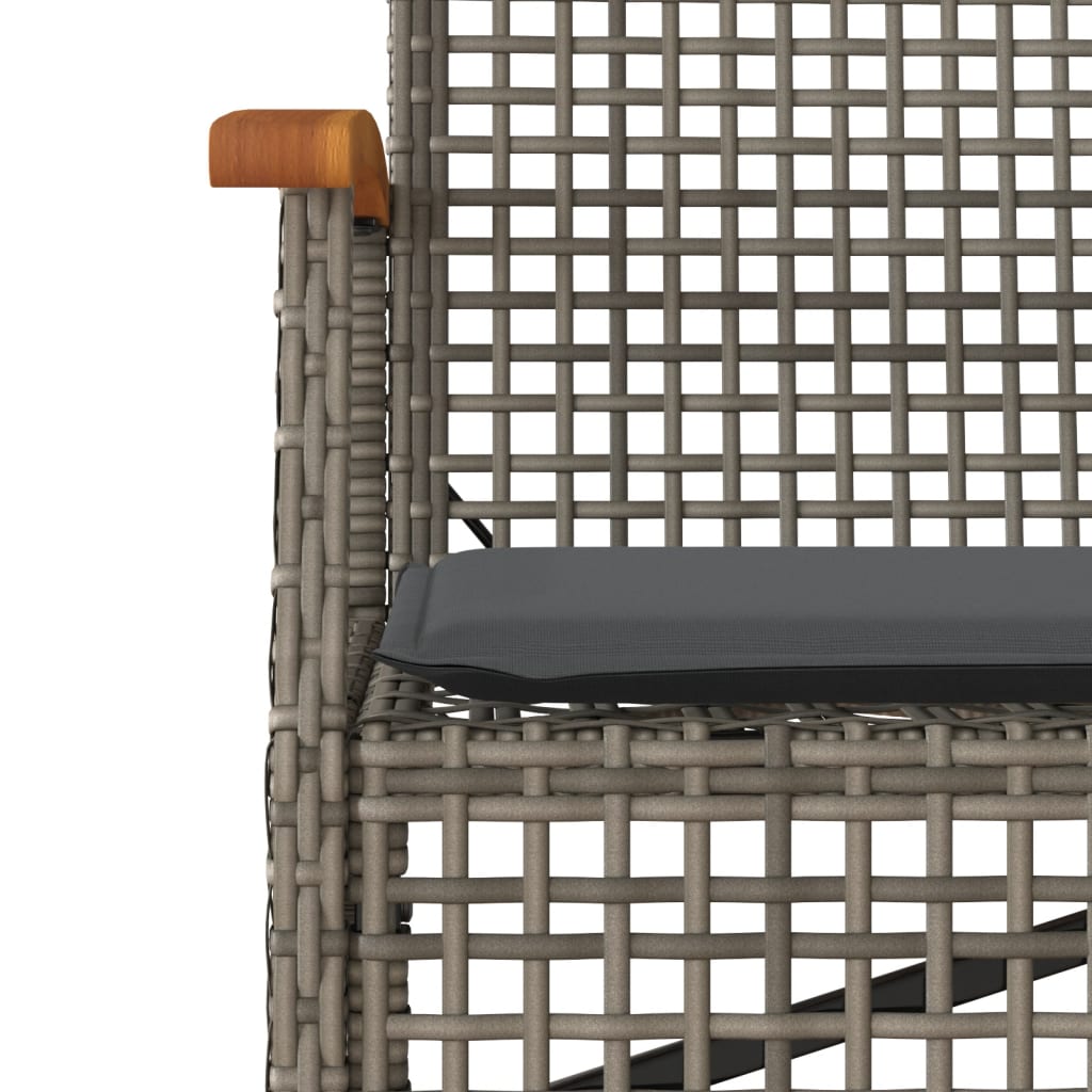 Ensemble à manger de jardin 3 pcs coussins gris résine tressée