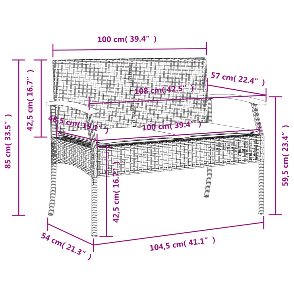 Ensemble à manger de jardin 3 pcs coussins gris résine tressée