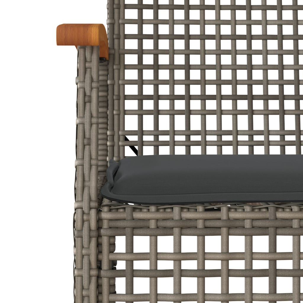 Ensemble à manger jardin 4pcs et coussins Gris Résine tressée