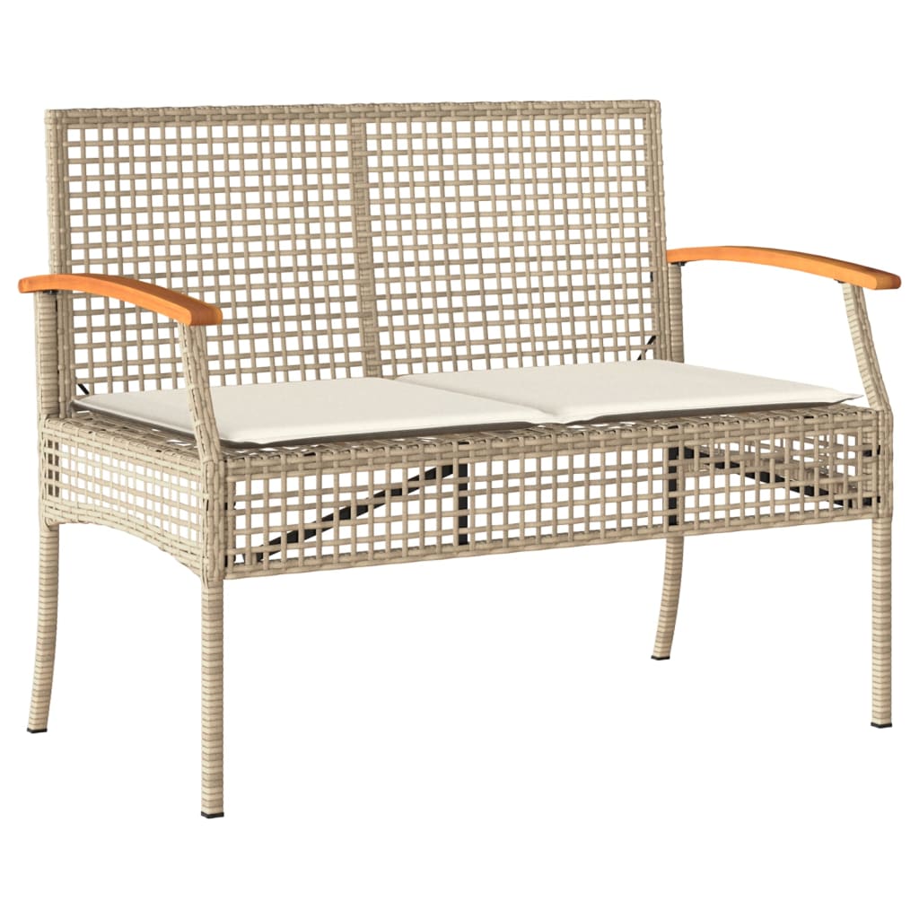 Ensemble à manger de jardin et coussins 3 pcs Beige poly rotin