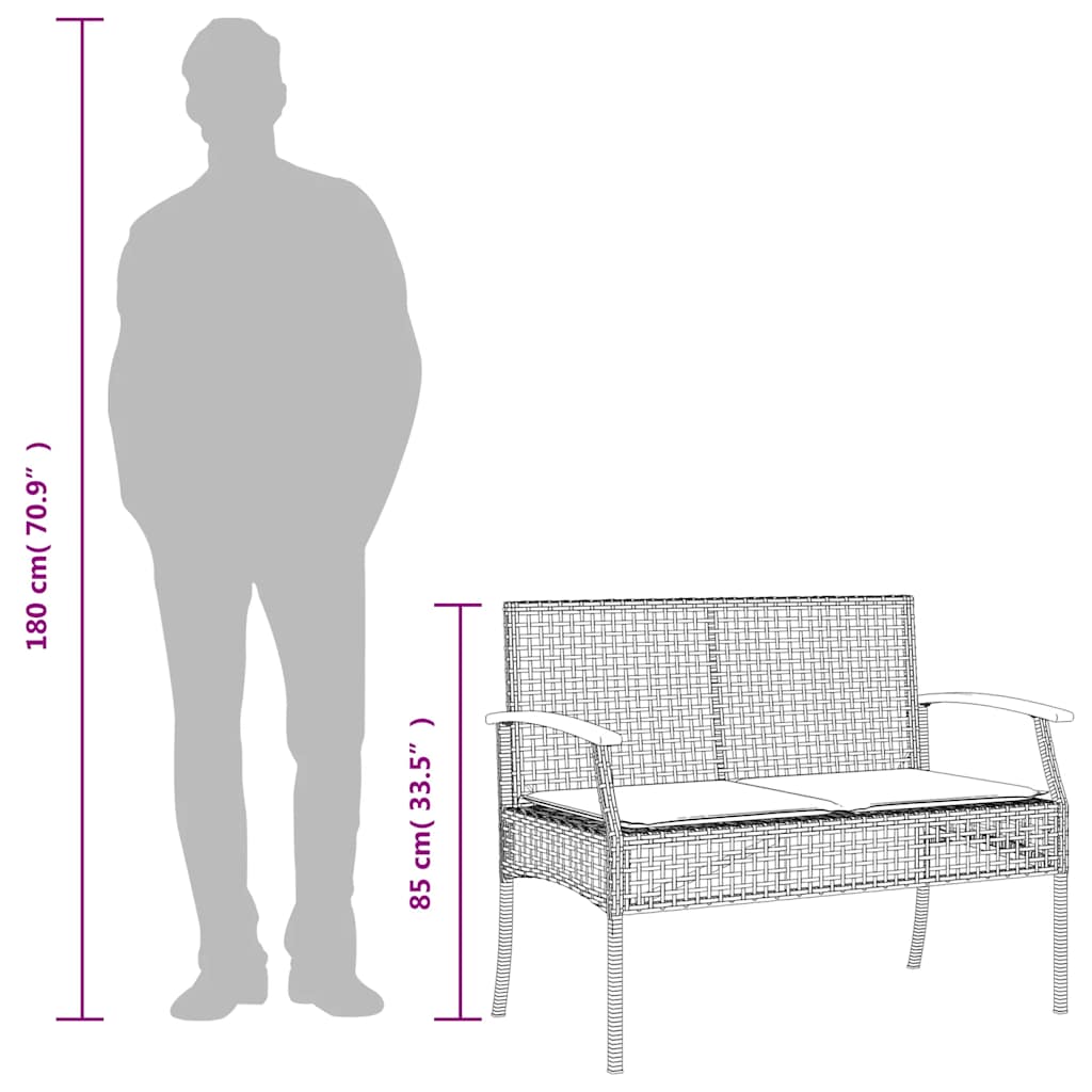 Ensemble à manger de jardin et coussins 3 pcs Beige poly rotin