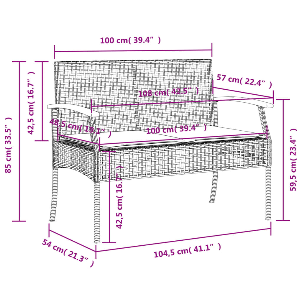Ensemble à manger de jardin coussins 4 pcs beige résine tressée