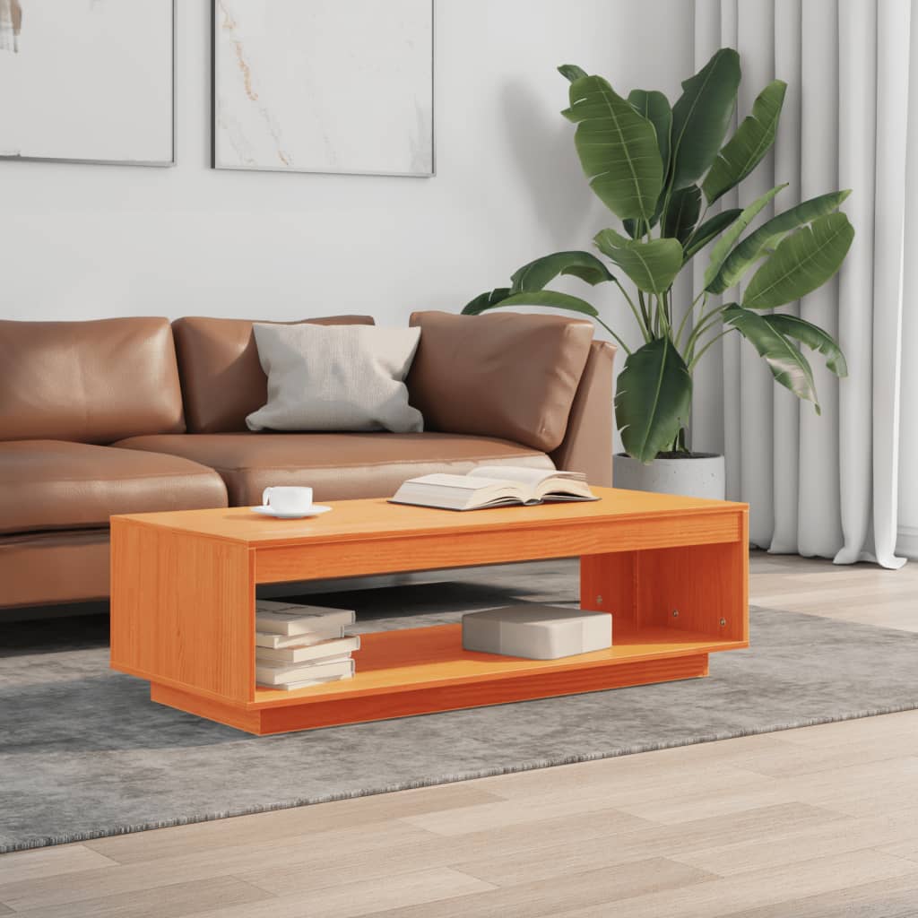 Table basse cire marron 110x50x33,5 cm bois massif de pin - XIOS