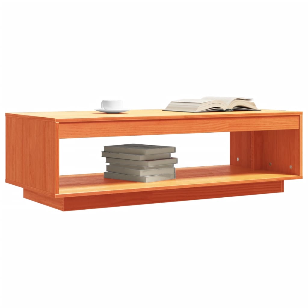Table basse cire marron 110x50x33,5 cm bois massif de pin - XIOS