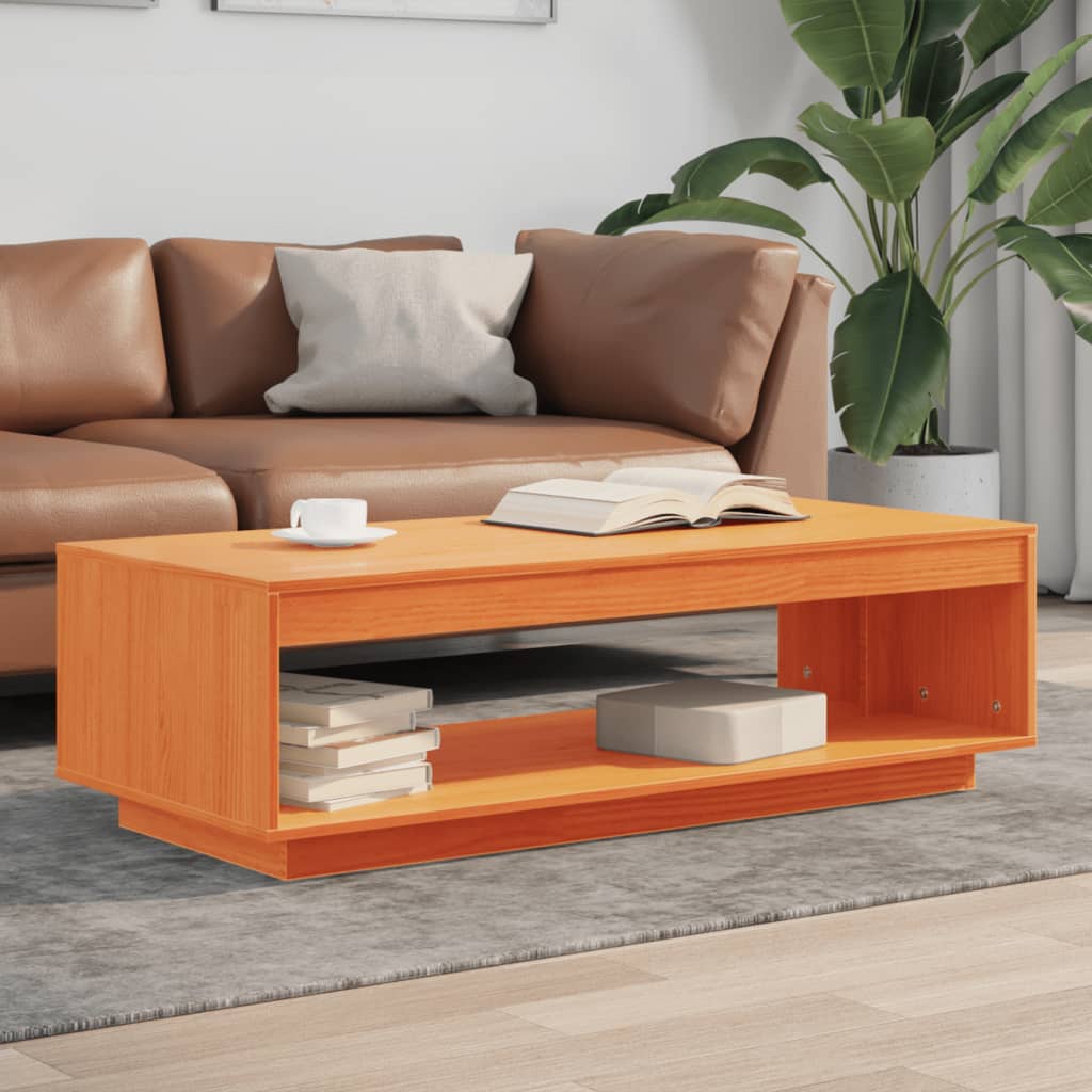 Table basse cire marron 110x50x33,5 cm bois massif de pin - XIOS