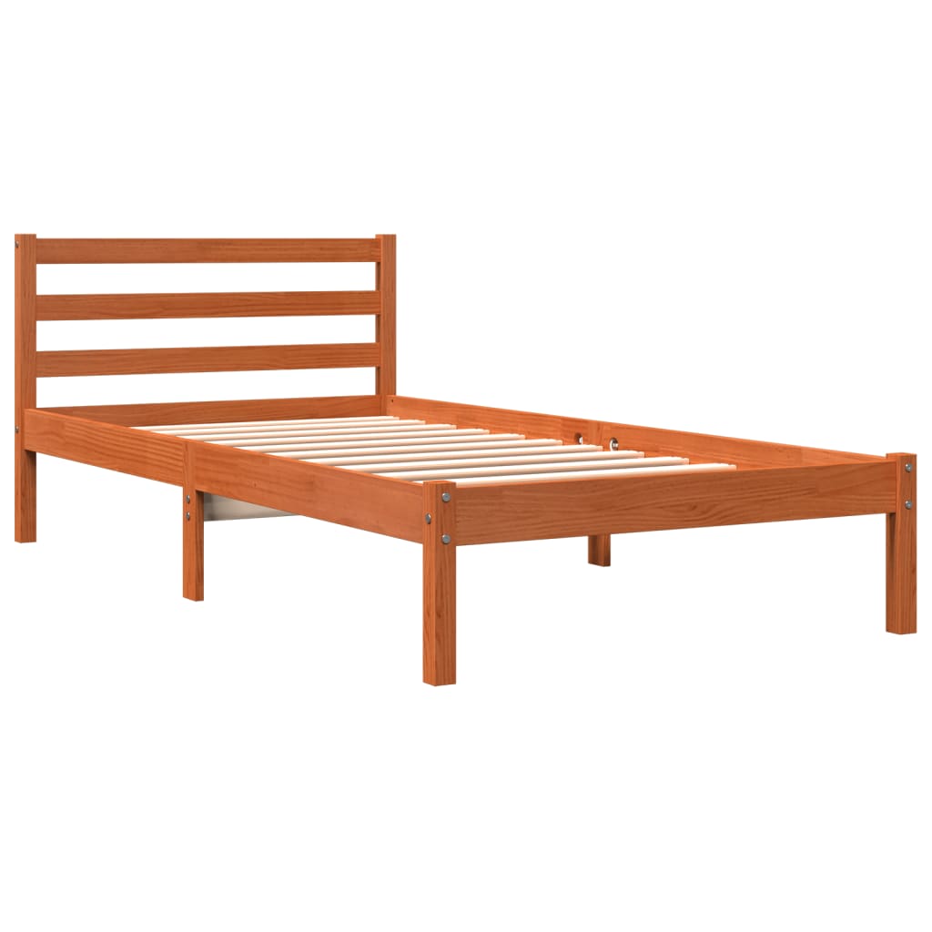 Cadre de lit sans matelas cire marron 75x190 cm bois pin massif - XIOS