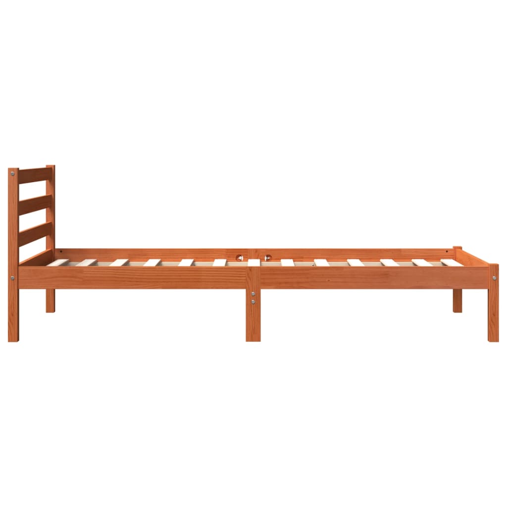 Cadre de lit sans matelas cire marron 75x190 cm bois pin massif - XIOS