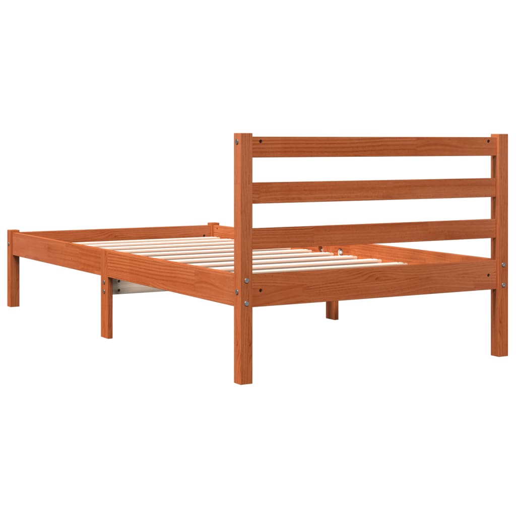 Cadre de lit sans matelas cire marron 75x190 cm bois pin massif - XIOS