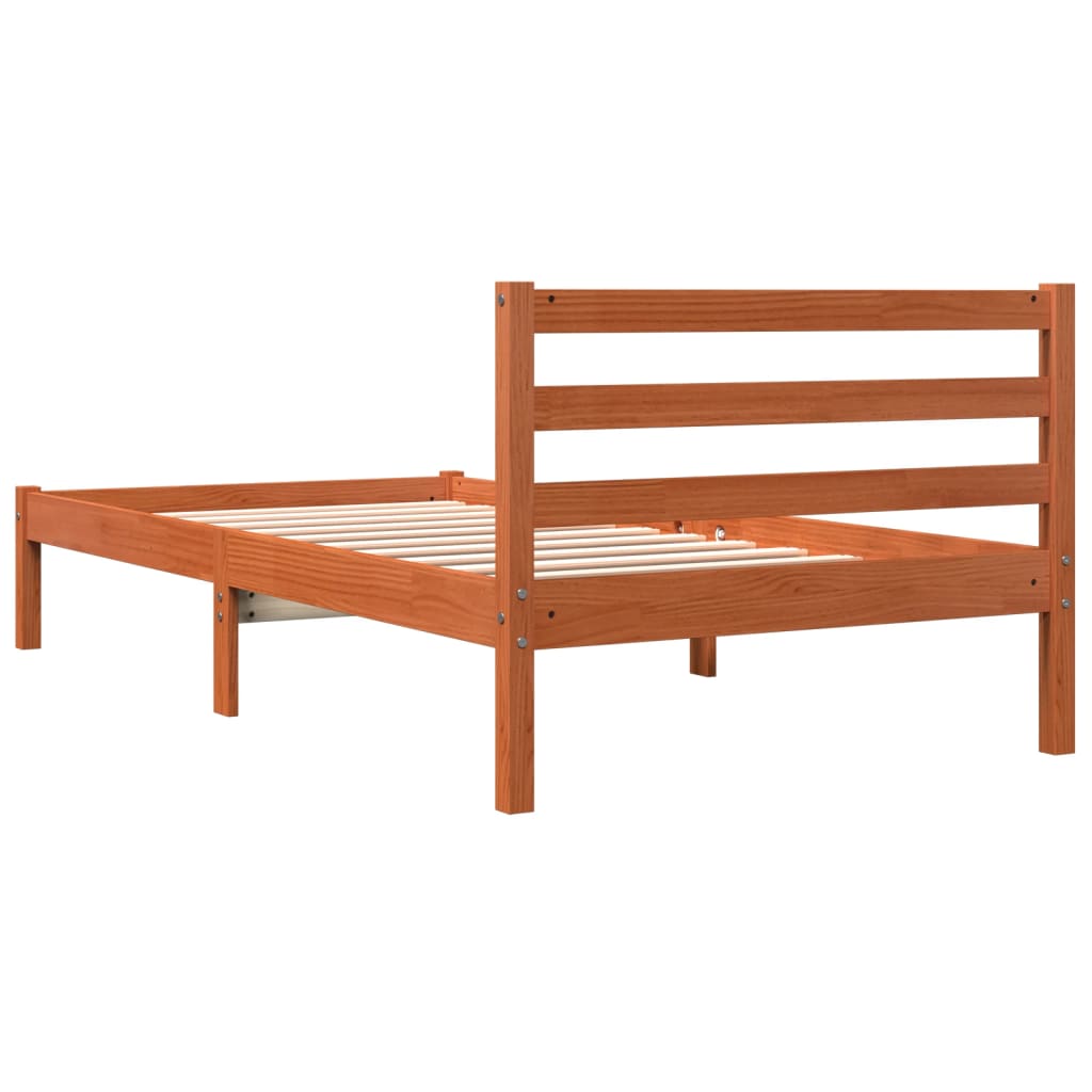 Cadre de lit sans matelas cire marron 90x190 cm bois pin massif - XIOS