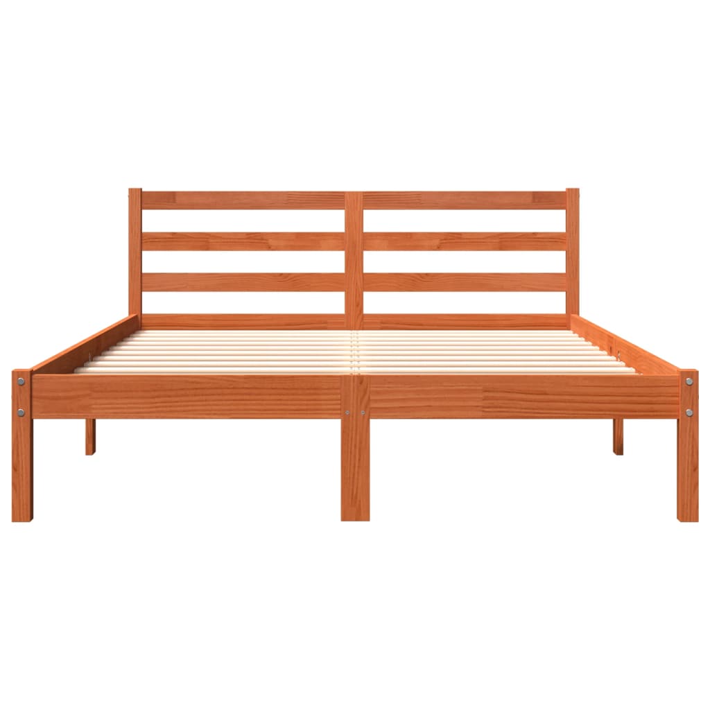 Cadre de lit sans matelas cire marron 120x190cm bois pin massif - XIOS